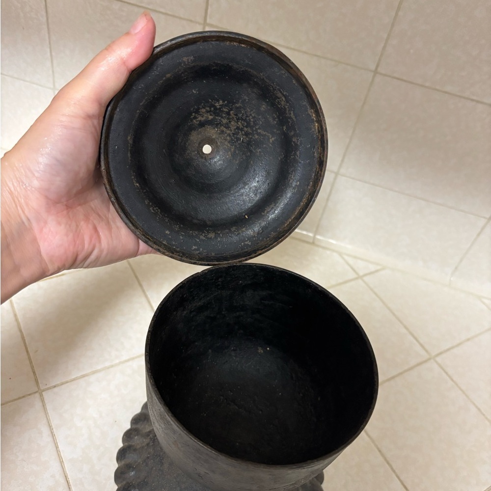 Vintage Cast Iron Decorative Urn - Picture 2 of 4